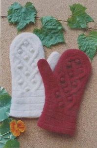 Cabin Fever Knitting Pattern 132 Aran Mittens to Felt - Picture 1 of 3