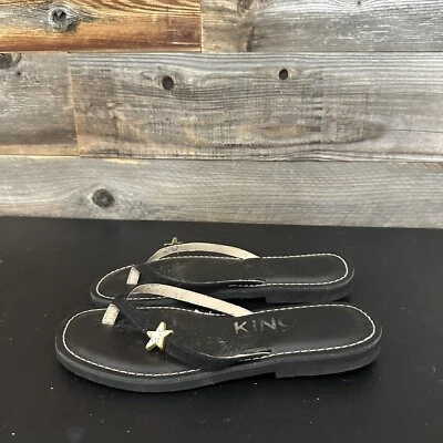 Chanclas para mujer KINO Key West Florida punta cuadrada negra estrella de mar cuero 8 Foto 1 de 4