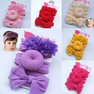 Diadema elástica de algodón con moño para bebé de conejo de 3 piezas para niñas recién nacidas - Imagen 1 de 17