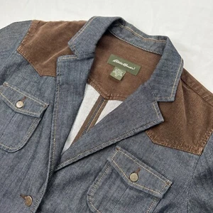 Eddie Bauer Damen Denim Cord Western Blazer Jacke Knöpfe Größe XL Tall - Bild 1 von 12
