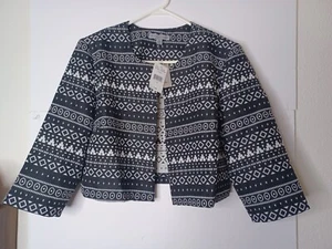 NWT Danny Nicole Jacket Women Size 16 Black White Cropped Top - Picture 1 of 5