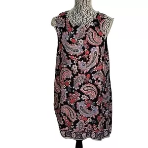 Abito J JILL nero multicolore paisley foderato floreale spacco foderato primaverile maturo - Foto 1 di 7