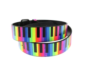 Cinturón unisex retro multicolor arco iris estampado musical con teclas de piano talla única totalmente nuevo - Imagen 1 de 1