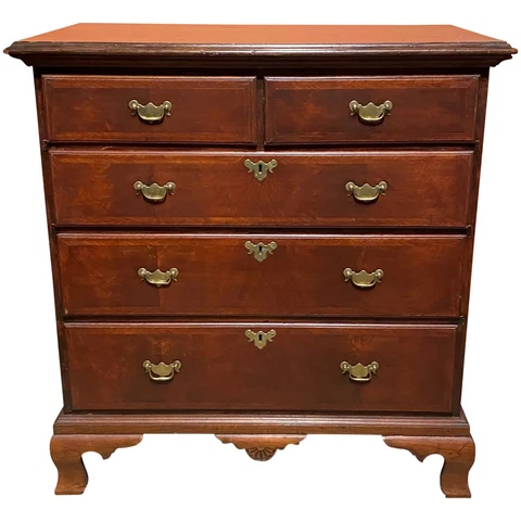 18th Century American Two Over Three Chest of Drawers, Converted Highboy Top Cover