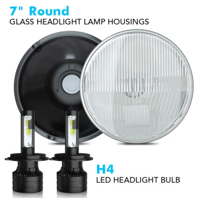 Faros de vidrio de haz sellado para Land Rover Defender 2011-2015 bombillas H4 H6024 Foto 1 de 4