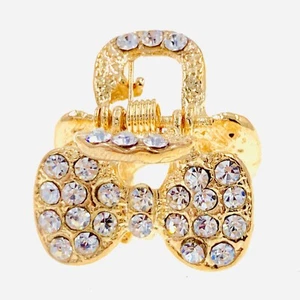 Small Metal Vintage Hair Claw Jaw Clip Rhinestone Crystal Hairpin Gold Clear H12 - Picture 1 of 6