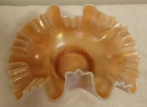 ANTIQUE DUGAN PEACH OPALESCENT 3 in 1 SINGLE FLOWER BANANA BOAT BOWL - Picture 1 of 12