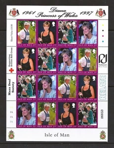 Isla de Man. Diana, princesa de Gales (1961-1997). Scott 793ix4 1998, hoja MNH - Imagen 1 de 1
