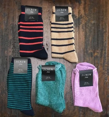 全新带标签 J.CREW ❤️ 女士袜子绿色紫色海军蓝红色 TAN 优质礼物! — 第 1/4 张图片