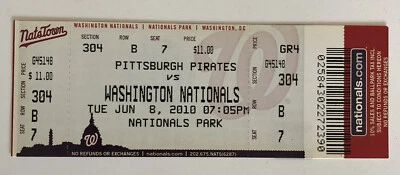 Stephen Strasburg MLB Debut 1st Win Full Ticket 6/8/2010 Nationals - Image 1 of 2