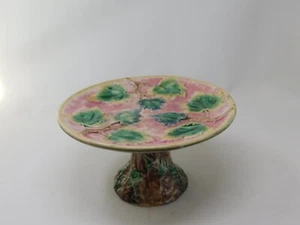 Compota pedestal de hoja de arce mayólica etrusca Griffen Smith & Hill años 1880 - Imagen 1 de 14