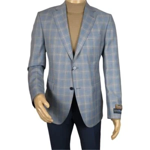 Abrigo Deportivo Hombre Mono Pavo 100% Lana Super 180s 1522-02 Azul Marrón Cuadros - Imagen 1 de 12