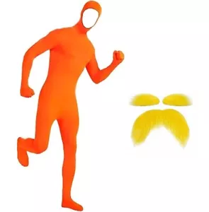 Kids Adults Dr Seuss The Lorax Costume Morph Bodysuit Moustache Book Week - Picture 1 of 2