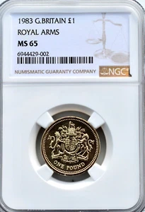 1983 Pound £1 Royal Arms NGC MS65 Great Britain - Picture 1 of 3