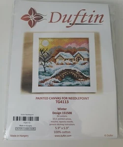 Duftin Painted Canvas for Needlepoint WINTER Kit TG 4113 NEW - Picture 1 of 2