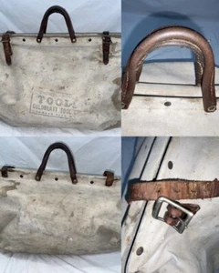 VINTAGE GOLDBLATT WERKZEUGKELLE MARKE CANVAS ARBEIT KLAPPBARE ÖFFNUNG LEDERRIEMEN TASCHE - Bild 1 von 14