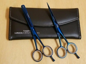 6 Inch Blue Professional Salon Hair Cutting Scissors Thinner Barber Shears Set - Picture 1 of 3
