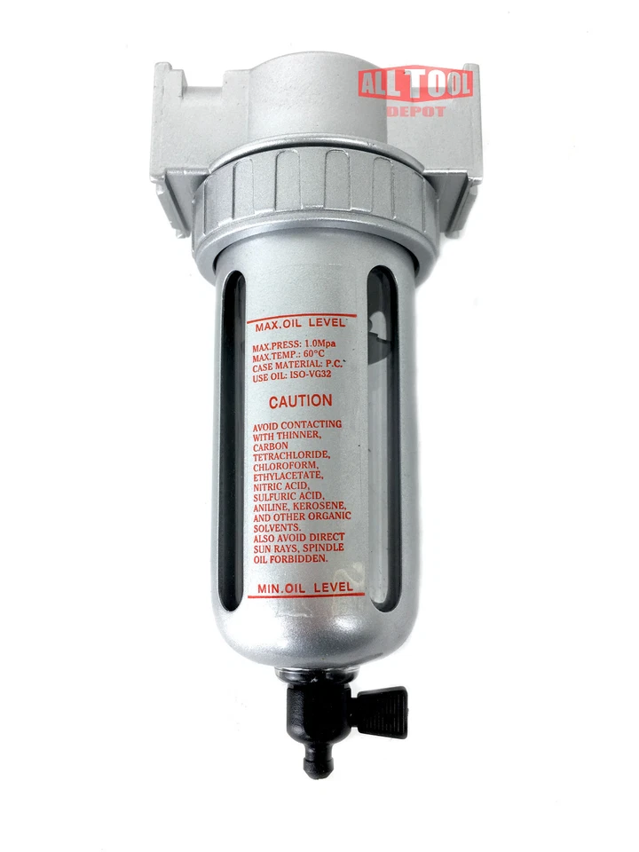 1/2" MID FLOW COMPRESSED AIR IN-LINE PARTICULATE FILTER WATER TRAP SEPARATOR - Image 1 of 1