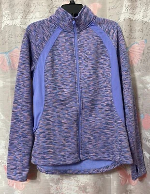 TEK GEAR Dry Tek 运动夹克女式 XL 紫色太空染料长袖全拉链 — 第 1/4 张图片