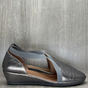 Gentle Souls Kenneth Cole Shoe Womens 10M Natalia Wedge D'Orsay Metallic Leather - Picture 1 of 12