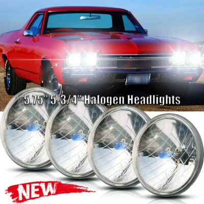 4Pcs 5.75"5-3/4" inch round Headlights Hi/Lo Beam FIT Chevy Impala El Camino - Image 1 of 4