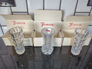 New Vintage American Fostoria Lead Crystal Bud Vase 5 Inch With Box Lot Of 3 - Picture 1 of 7