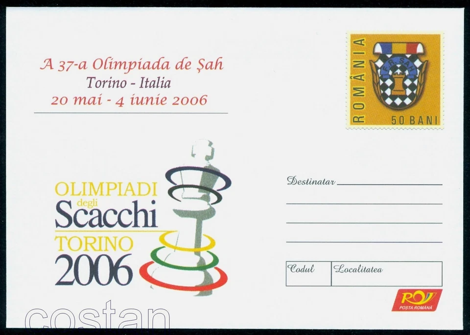 Olimpiada de Ajedrez 2006 Turín, Schach, Olimpiadi Scacchi Torino, Italia, Rumanía, cubierta PS Foto 1 de 1