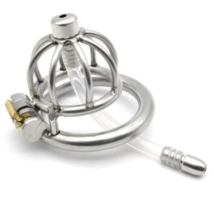 Stainless Steel Male Chastity Device Belt Super Small Short Cage Ring Lock US28 - Picture 1 of 10