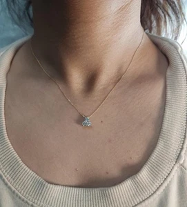 14Kt Gold 0.50 Ct 3 Stone Lab Grown Diamond Pendant - Picture 1 of 7