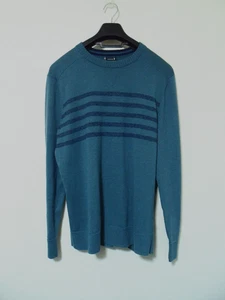 Smartwool Men's Blue Green Wool Blend Sparwood Striped Crewneck Sweater Medium - Picture 1 of 8
