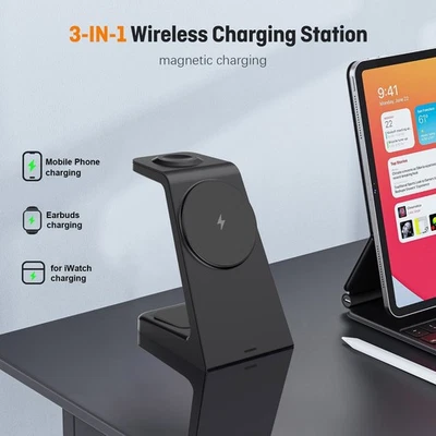 3in1 Magnetic Wireless Charging Station For Apple Watch S10  iPhone 16 Pro 15 14 - Image 1 of 4