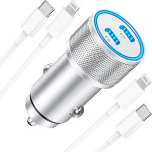 【MFi Certified】iPhone Fast Car Charger, 60W Dual PD USB-C Poewr Cigarette Lig... - Picture 1 of 9