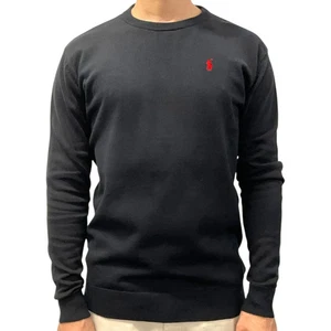 Polo Ralph Lauren uomo maglia maglione nero rosso pony logo girocollo taglia XXL nuova con etichetta - Foto 1 di 7
