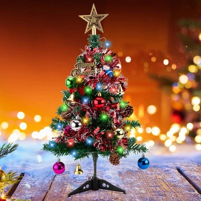 TKOOFN 60cm Desktop Mini Small Christmas Tree With LED Lights Table Top Xmas Tree Decor