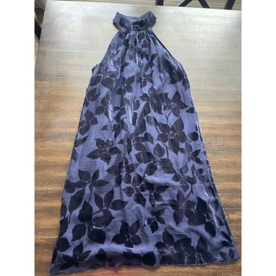 Maxi Vestido Trina Turk Estampado Floral Azul Mezcla Seda Sin Mangas Noche XS Foto 1 de 4