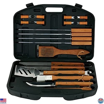 Juego de herramientas para parrilla de acero inoxidable Mr. Bar-B-Q de 18 piezas - Accesorios esenciales para barbacoa Foto 1 de 4
