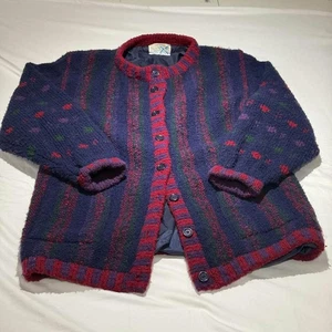 Mary Barry Wool Cardigan Made in Ireland Women's XL Chunky Knit Lined Button - Bild 1 von 9