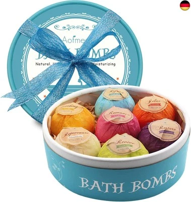 Aofmee Badebomben Geschenkset, 7pcs Badekugeln, Geschenke für Frauen, Freundin,