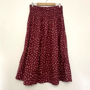 Gonna midi Fat Face viola a pois con scollo elastico in vita cotone taglia UK 14 R - Foto 1 di 9