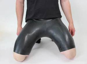 Mens Black 100% Latex Rubber Shorts Moulded Seamless Clubwear Costume NEW - Picture 1 of 5