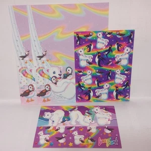 RARE 90s VINTAGE LISA FRANK ROARY POLAR BEAR STICKERS POSTALETTE STATIONERY LOT - Picture 1 of 7