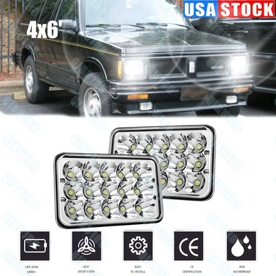 2 PIEZAS Faros LED negros de 4x6"" haz alto bajo para Chevy S10 Blazer 1994-1997 12-24V Foto 1 de 4