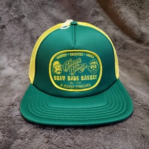 Mad Engine Cheech and Chong Best Buds Bakery Green Yellow Trucker Hat Mesh - Picture 1 of 9