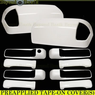 For 2009-2019 Dodge Ram 4 Door Handles NoPSK+Mirror COVERS w/TS PW7 BRIGHT WHITE — 第 1/4 张图片