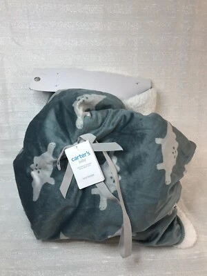 Bebé Niño Nuevo Carter's Bebé Dinosaurio Peluche Verde Blanco Sherpa Suave Acogedora Manta Foto 1 de 4