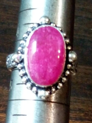Anillo Vintage Ovalado Rosa Ágata Chapado en Plata Grueso Talla 4.25 ¡¡Una Última Oportunidad!!! Foto 1 de 4