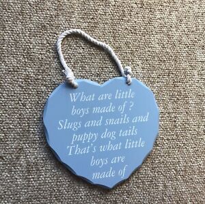 Wooden Heart plaque Blue What Are Little Boys Made Of ...