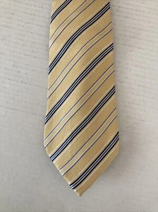 Tasso Elba Men's Necktie Tie Silk Yellow Blue White Stripe - Picture 1 of 6