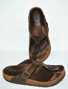 BIRKENSTOCK GIZEH BRONZE LEATHER FLIP FLOP SANDALS WOMEN SZ 38 *GUC* - Picture 1 of 9