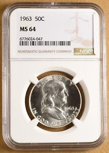 1963 P Franklin Silver Half Dollar NGC MS64